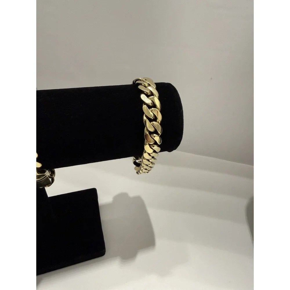 cuban bracelet 14k gold plated over stainless 9inch 12mm water resist lock clasp